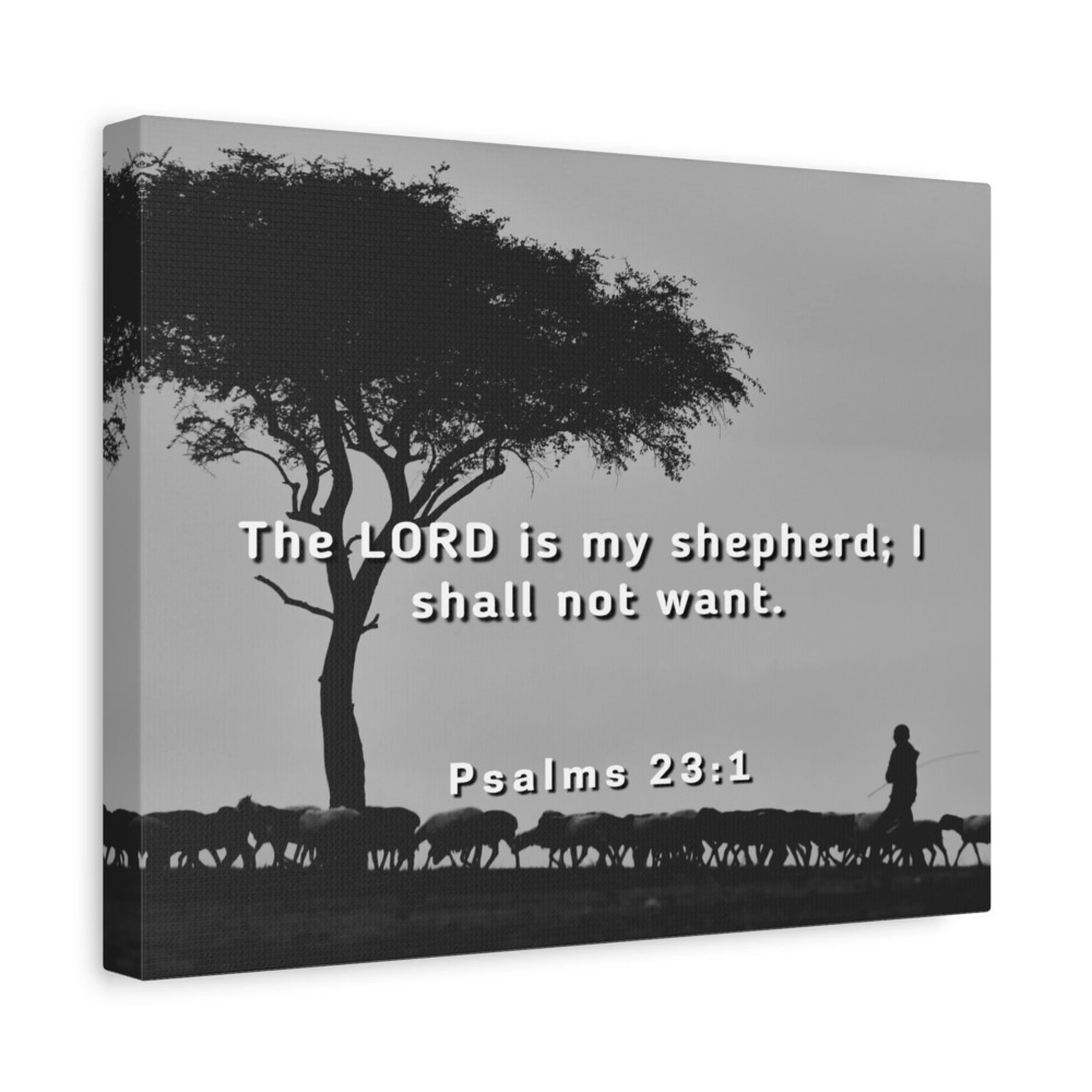 Scripture Canvas My Shepherd Psalms 23:1 Christian Wall Art Bible Verse Print